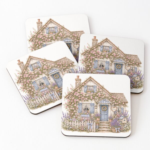 Item preview, Rose Covered Cottage House | Whimsical Cottagecore Garden Home Illustration designed and sold by looplandger.