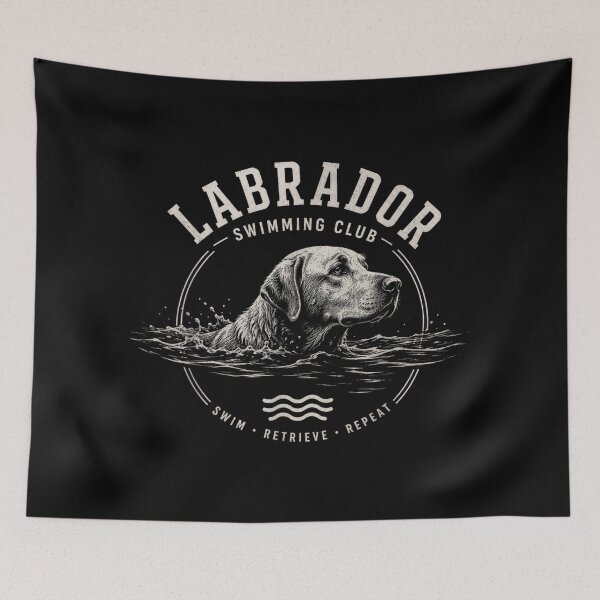 Item preview, Vintage Labrador Swimming Club Swim Retrieve Repeat Dog Lover Graphic Tee designed and sold by LanoraDamie.