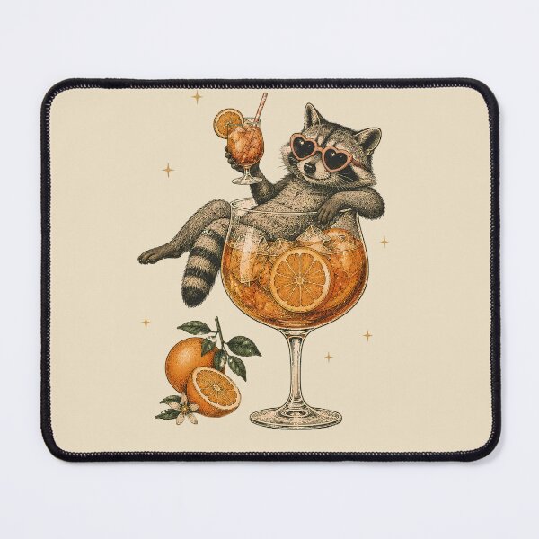 Item preview, Vintage Raccoon Chilling in Aperol Spritz Cocktail Aesthetic designed and sold by BeataPrint.