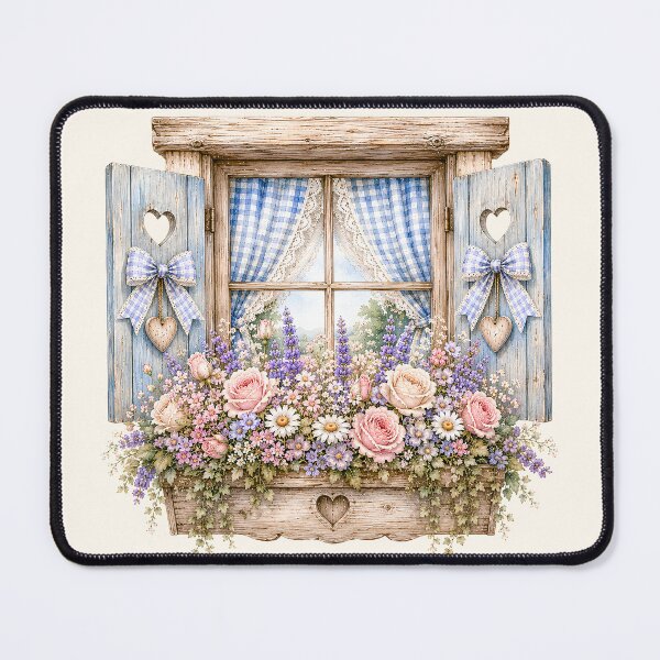 Item preview, Rustic Cottage Window Flower Box | Cottagecore Floral Window Illustration designed and sold by looplandger.