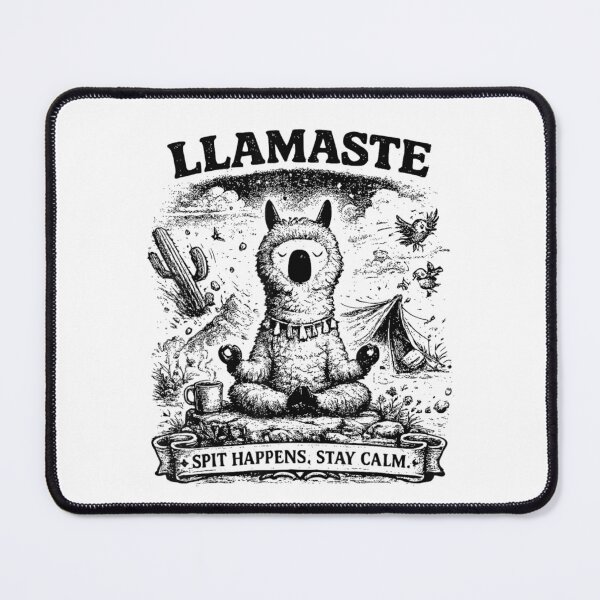 Item preview, Vintage Llamaste Spit Happens Stay Calm Meditation Yoga Alpaca Outline Art designed and sold by LanoraDamie.