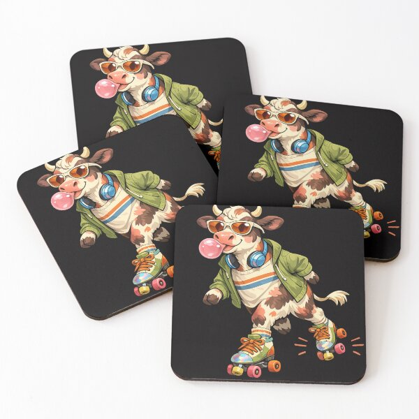 Item preview, Roller Skating Cow Retro Cute Funny Farm Animal Aesthetic designed and sold by Tadeusz1.