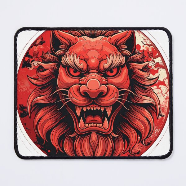 Item preview, Minimalist Japanese Red Shishi Lion Logo designed and sold by MikenosukeStudio.