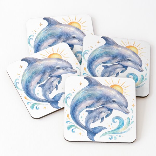 Item preview, Sunrise Mother Baby Dolphin Art designed and sold by Passionread.