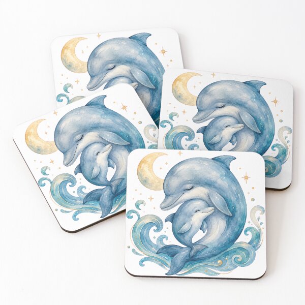 Item preview, Moonlight Mother Baby Dolphin Art designed and sold by Passionread.