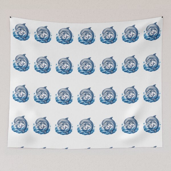 Item preview, Protective Mother Baby Dolphin Art designed and sold by Passionread.