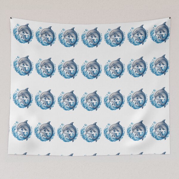 Item preview, Mother Baby Dolphin Ocean Waves designed and sold by Passionread.