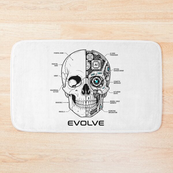 Item preview, AI Cyborg Human Skull Premium Technical Anatomy Blueprint Sticker designed and sold by Mr-wow.