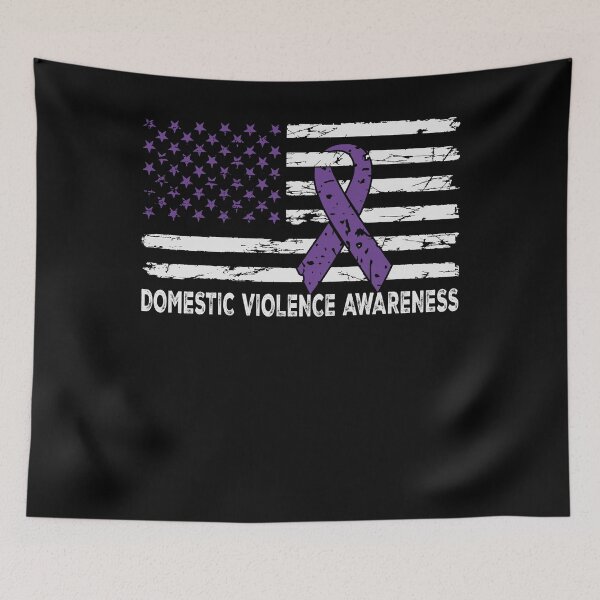 Item preview, Domestic Violence Awareness Purple Ribbon American Flag designed and sold by SiarheiYur.