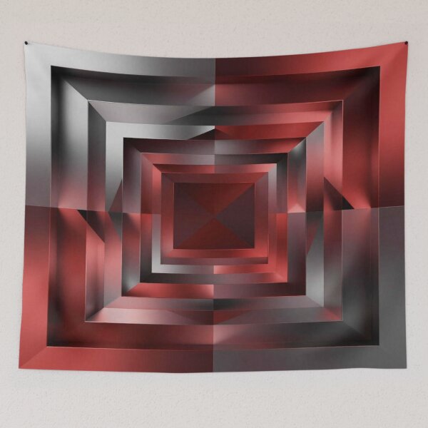 Item preview, Abstract Geometric Depth Art with Red Black Metallic Layers and Modern Optical Motion designed and sold by FotoworldEdel.