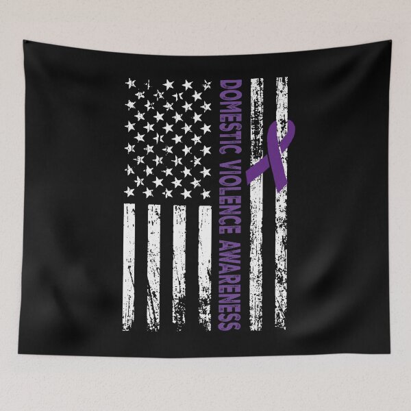 Item preview, Domestic Violence Awareness Purple Ribbon American Flag designed and sold by SiarheiYur.