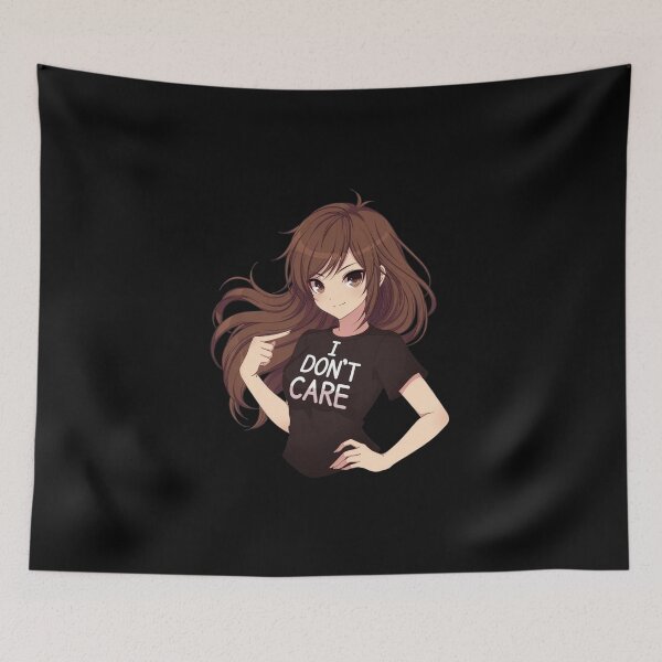 Item preview, I Don't Care Sarcastic Anime Girl Funny Quote designed and sold by AmberSkyPhoto.
