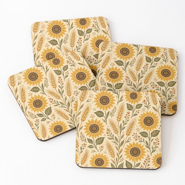 Item preview, Golden Sunflowers and Wheat Harvest Pattern designed and sold by Owcomm.