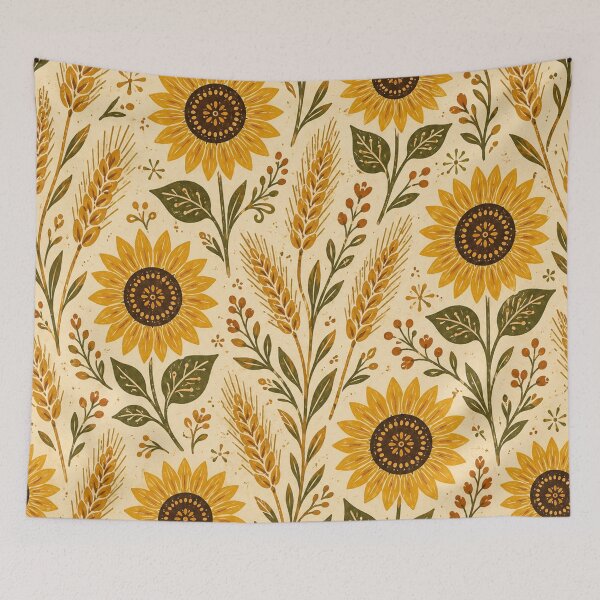 Item preview, Golden Sunflowers and Wheat Harvest Pattern designed and sold by Owcomm.