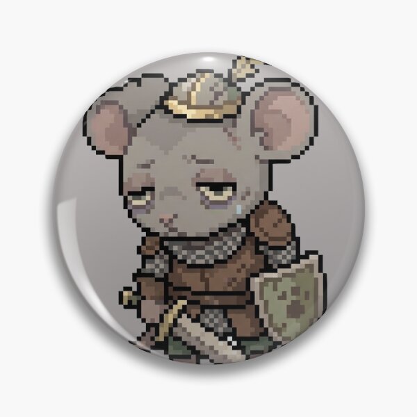 Item preview, Tired Battle-Worn Mouse Warrior with Sword Shield and Feather Helmet — Melancholy Fantasy Knight Dot Art Design designed and sold by Matilda Pixel.