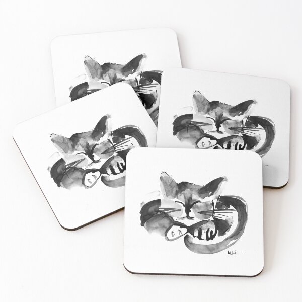 Item preview, Sleeping cat in India ink designed and sold by CelineViolet360.