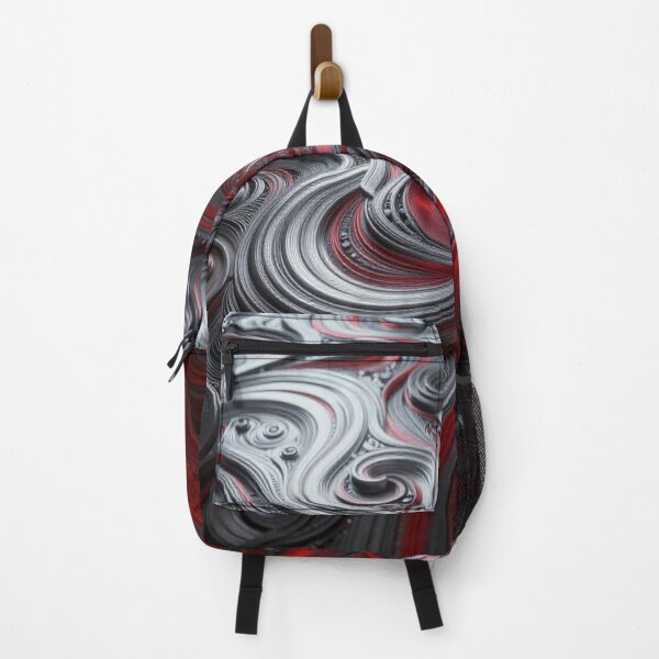 Item preview, Abstract Metallic Flow Art with Red Black Silver Waves and Calm Dynamic Motion Design designed and sold by FotoworldEdel.