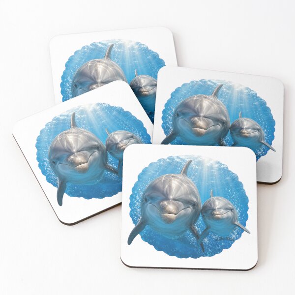 Item preview, Smiling Mother And Baby Dolphins Underwater designed and sold by Passionread.