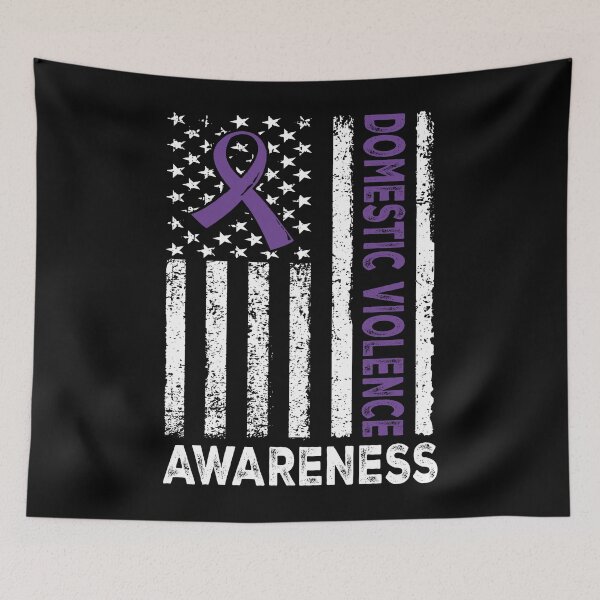 Item preview, Domestic Violence Awareness Purple Ribbon American Flag designed and sold by SiarheiYur.