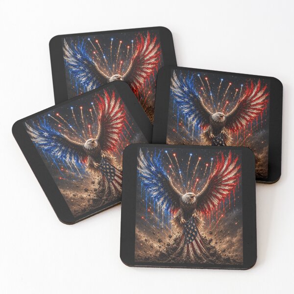 Item preview, Majestic American Flag Patriotic Bald Eagle Screaming In Fireworks Paint Splatter designed and sold by CiranoSkasnot.