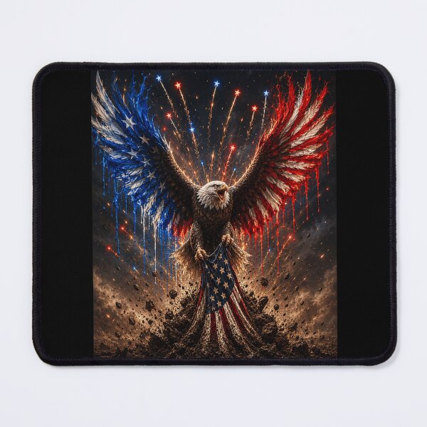 Item preview, Majestic American Flag Patriotic Bald Eagle Screaming In Fireworks Paint Splatter designed and sold by CiranoSkasnot.