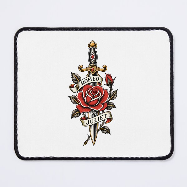 Item preview, Romeo and Juliet Vintage Tattoo Flash Rose Dagger Art designed and sold by Fenay Designs.