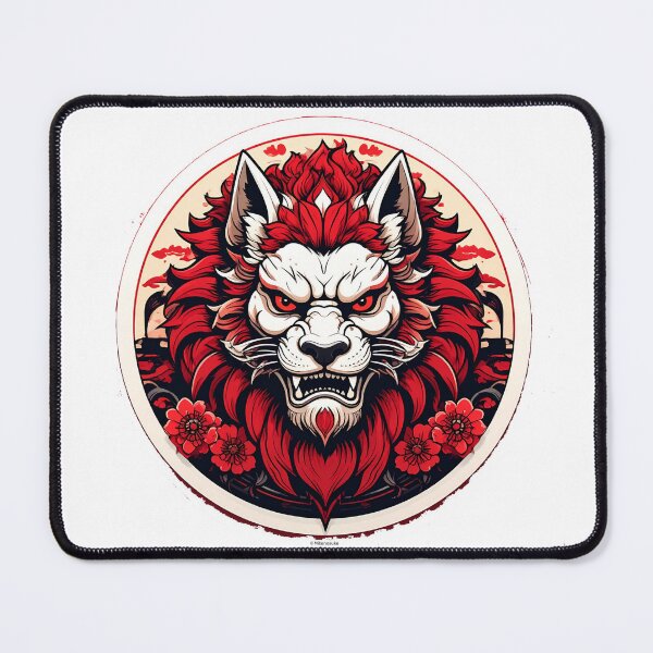 Item preview, Minimalist Japanese Lion with Red Mane Logo designed and sold by MikenosukeStudio.