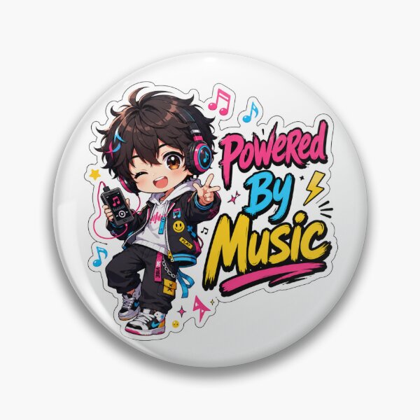 Item preview, Powered By Music Kawaii Chibi Boy Sticker | Cute Anime Music Lover Design designed and sold by Sidra digital art 8277237.