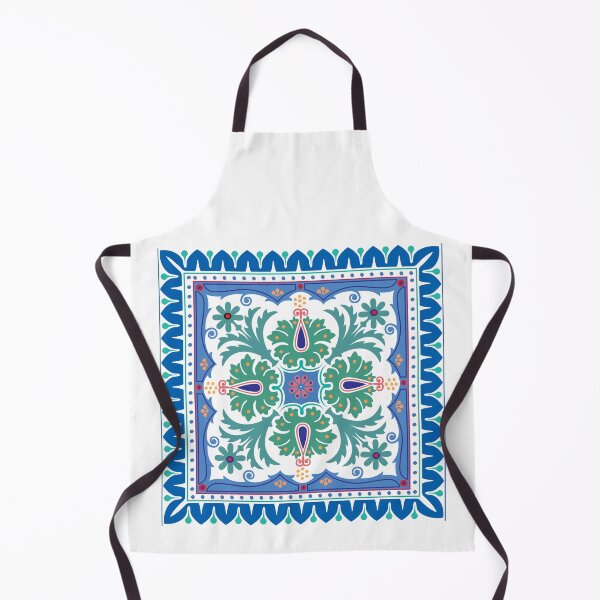Item preview, Blue Mediterranean Azulejo Tile Symmetrical Floral Pattern designed and sold by FlatInkStudio.