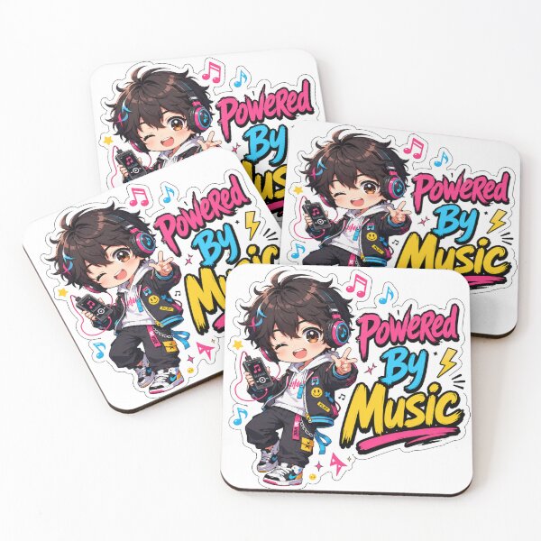Item preview, Powered By Music Kawaii Chibi Boy Sticker | Cute Anime Music Lover Design designed and sold by Sidra digital art 8277237.