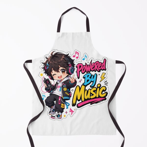 Item preview, Powered By Music Kawaii Chibi Boy Sticker | Cute Anime Music Lover Design designed and sold by Sidra digital art 8277237.