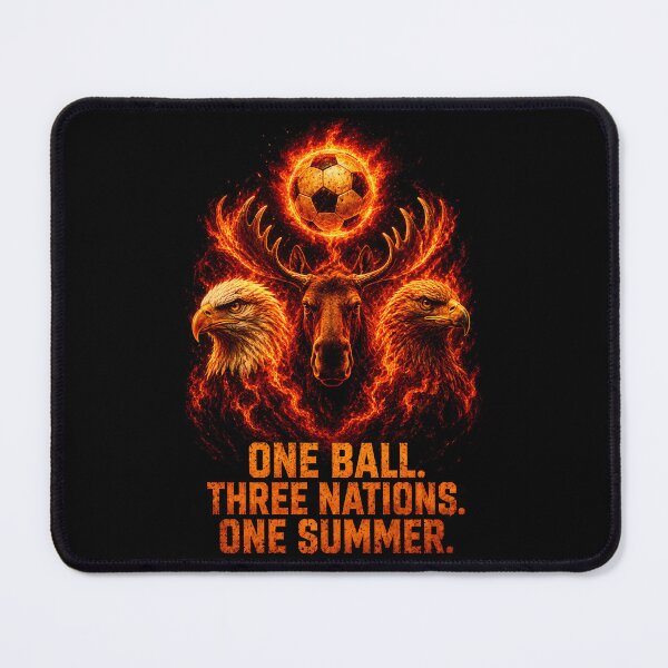Item preview, One Ball Three Nations One Summer — World Cup 2026 Fire Eagle Moose Soccer Art Print designed and sold by AbderraimArt.