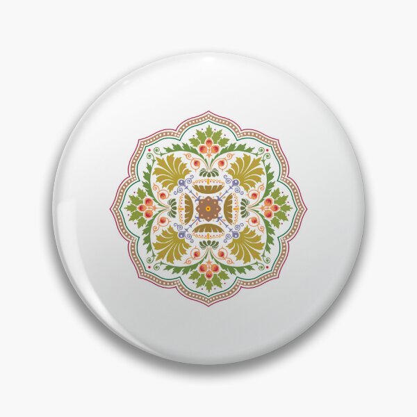 Item preview, Vintage Floral Mandala Symmetrical Arabesque Ornament designed and sold by FlatInkStudio.