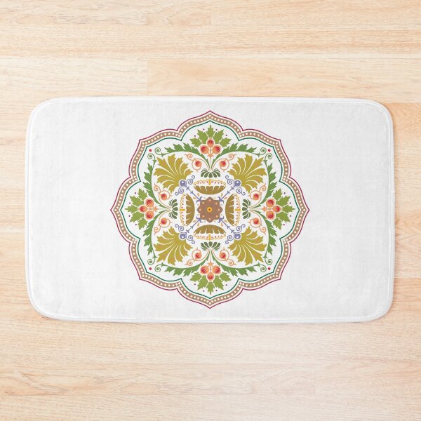 Item preview, Vintage Floral Mandala Symmetrical Arabesque Ornament designed and sold by FlatInkStudio.