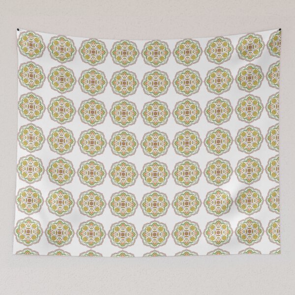 Item preview, Vintage Floral Mandala Symmetrical Arabesque Ornament designed and sold by FlatInkStudio.