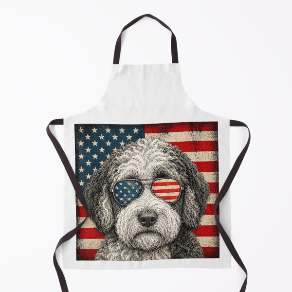 Item preview, Patriotic American Flag Labradoodle Goldendoodle Dog Wearing Sunglasses Retro Vintage Art designed and sold by Twindluzz.