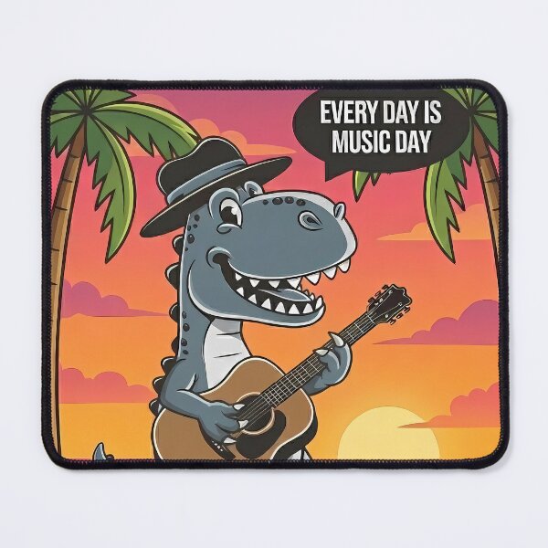 Item preview, Dinosaur with Acoustic Guitar - International Music Day designed and sold by Art-Arcade6.