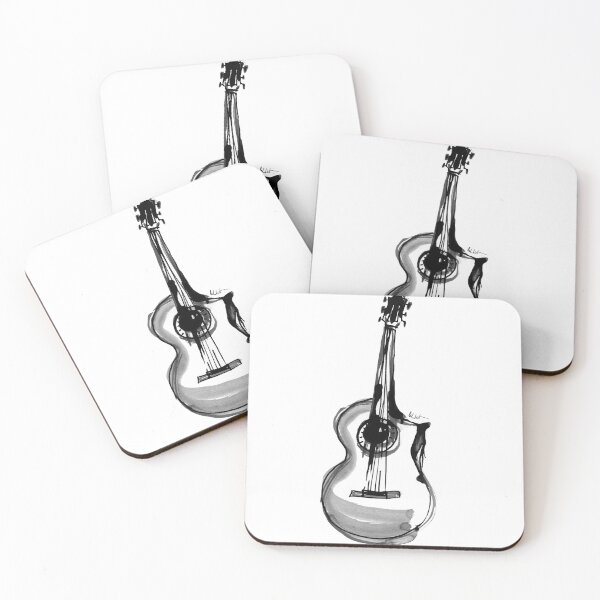 Item preview, Guitar in black and white India ink designed and sold by CelineViolet360.