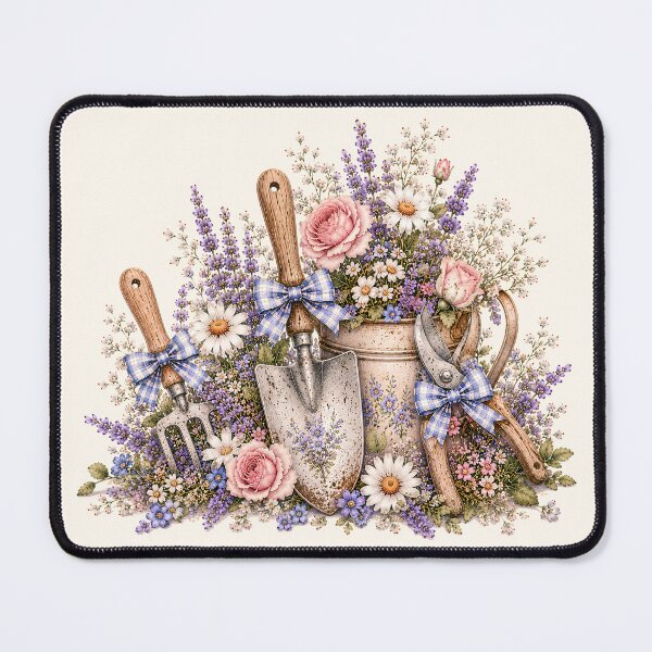 Item preview, Cottagecore Garden Tools Bouquet | Vintage Floral Gardening Illustration designed and sold by looplandger.
