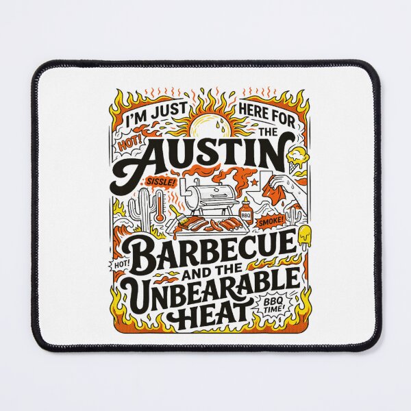 Item preview, Austin Barbecue And The Unbearable Heat Flame Texan Smoker BBQ Grilling Art designed and sold by Plonkylar.