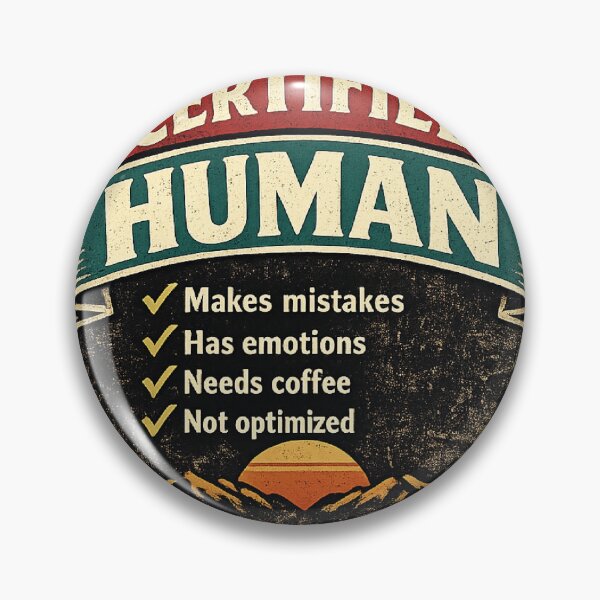 Item preview, Certified Human Since 200,000 BC. Funny Retro AI Humor Vintage Badge Design designed and sold by littlestore.