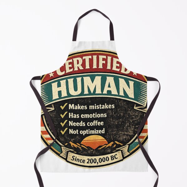 Item preview, Certified Human Since 200,000 BC. Funny Retro AI Humor Vintage Badge Design designed and sold by littlestore.