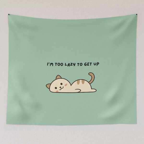 Item preview, Too Lazy To Get Up Cute Funny Cat Doodle Art designed and sold by Kidix Arts.