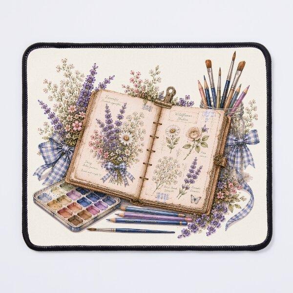 Item preview, Vintage Botanical Journal & Watercolor Art Supplies | Cottagecore Wildflower Sketchbook Illustration designed and sold by looplandger.