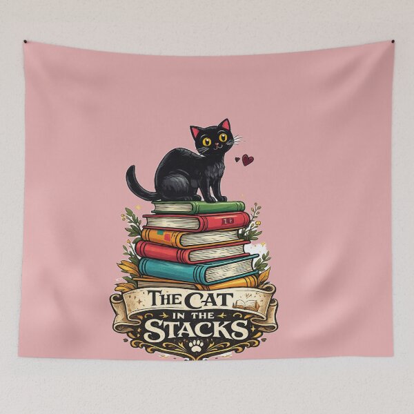 Item preview, Cat on Colorful Books Stack designed and sold by aminomen.