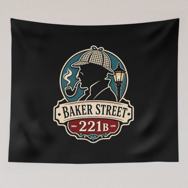 Item preview, Baker Street 221B Sherlock Holmes Vintage Emblem Badge Art designed and sold by Fenay Designs.