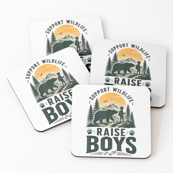 Item preview, Support Wildlife Raise Boys Funny Boy Mom Wilderness Hiking Adventure Bear T-Shirt designed and sold by Buzzlekrun.