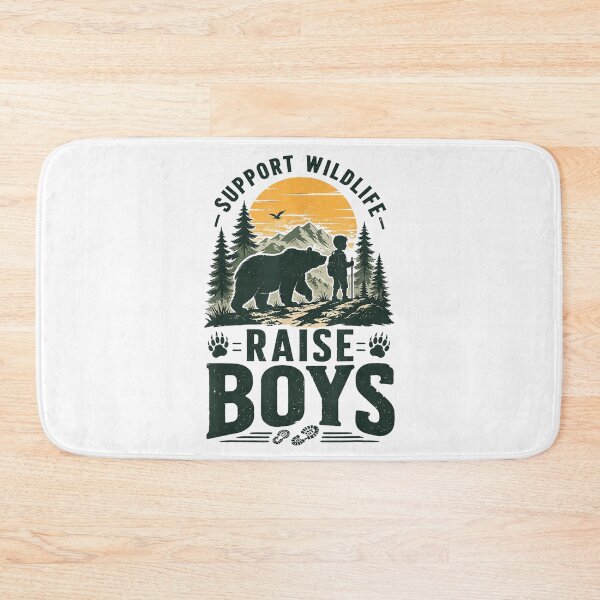 Item preview, Support Wildlife Raise Boys Funny Boy Mom Wilderness Hiking Adventure Bear T-Shirt designed and sold by Buzzlekrun.