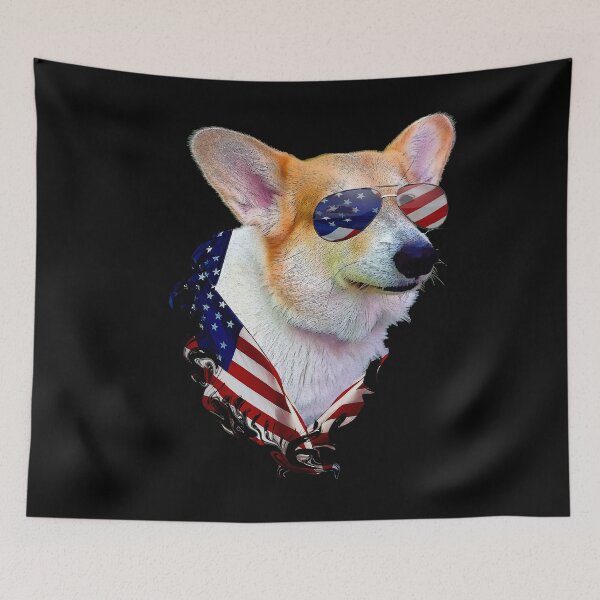 Item preview, Corgi Dog Retro American USA Flag 4 July Pop Art Corgi Lover designed and sold by r-silver.