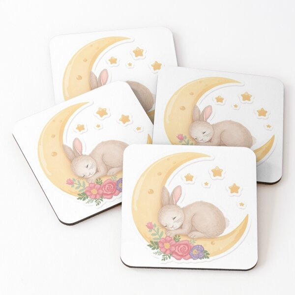 Item preview, Sleepy Moon Bunny Kawaii Sticker designed and sold by Stylestickers55.